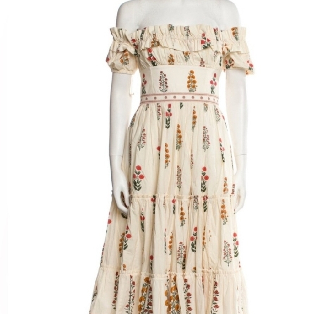 Agua by Agua Bendita Cream Strapless Floral Maxi Dress